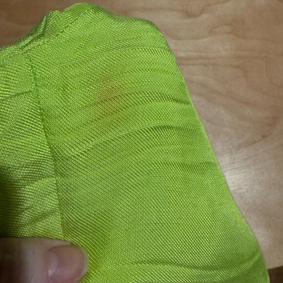 Sandro Neon Lime Green Pants w/ Defect Viscose Linen Wide Leg Trouser Pleated - Picture 7 of 9